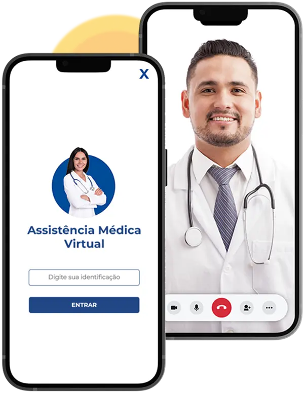Modelo de negocio con dos teléfonos mostrando la aplicación